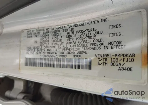 2002 Toyota Tacoma Prerunner V6 z USA, uszkodzony, nr VIN 5TEGN92N62Z073180